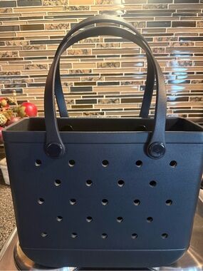 Navy Blue Perforated Tote Bag - Womens